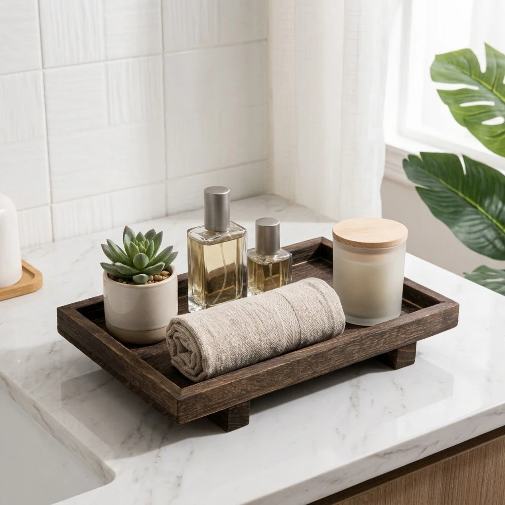 Retro Wooden Desk Storage Tray - Home Edit Bathroom Storage ulasan dan harga