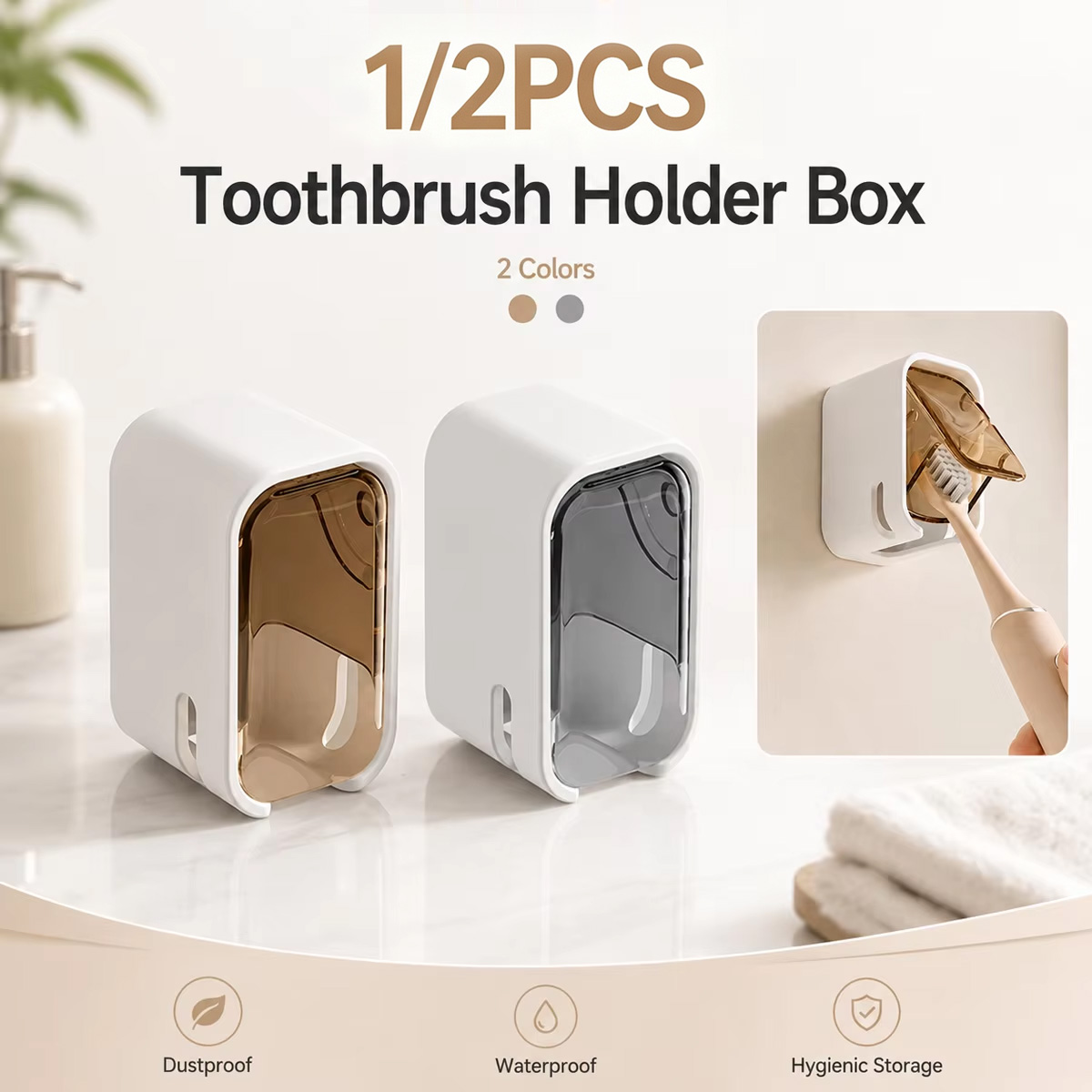 1/2PCS Wall Mounted Toothbrush - Home Edit Bathroom Storage ulasan dan harga