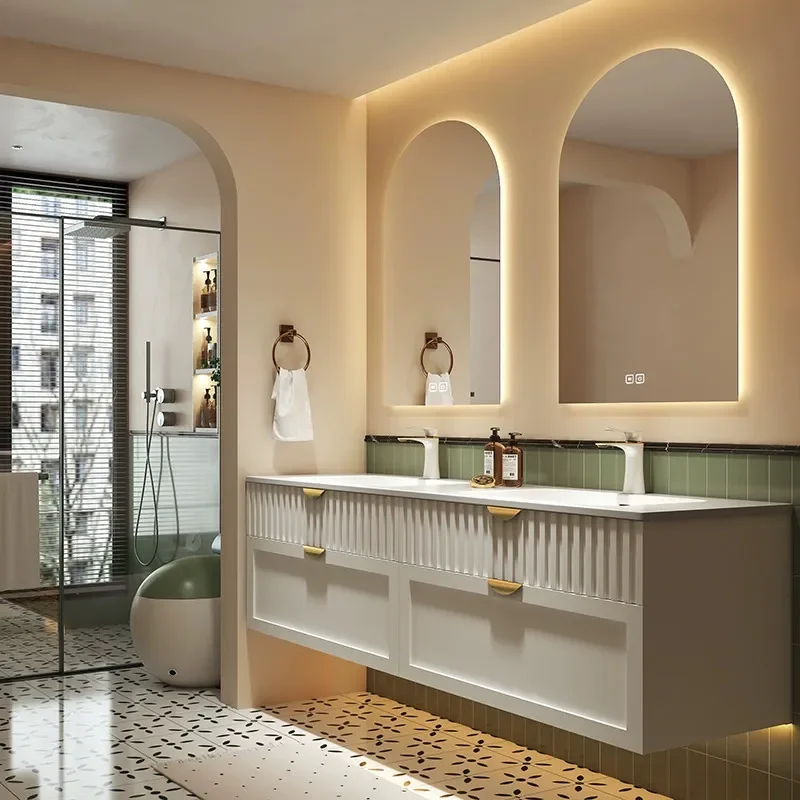 Cream Style Bathroom Cabinet w - Home Bathroom Vanity Combo ulasan dan harga